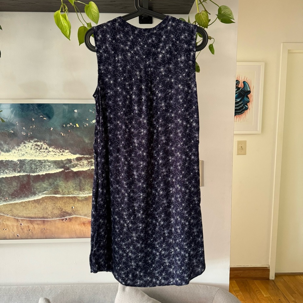 Gap Sleeveless Print Dress Navy Floral Size Small - Picture 4 of 15